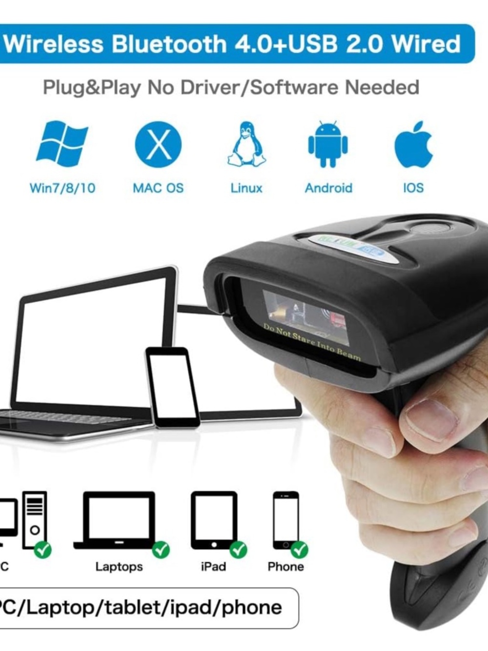 Bluetooth Barcode Scanner with Adjustable Cradle Holder - Picture 2 of 13